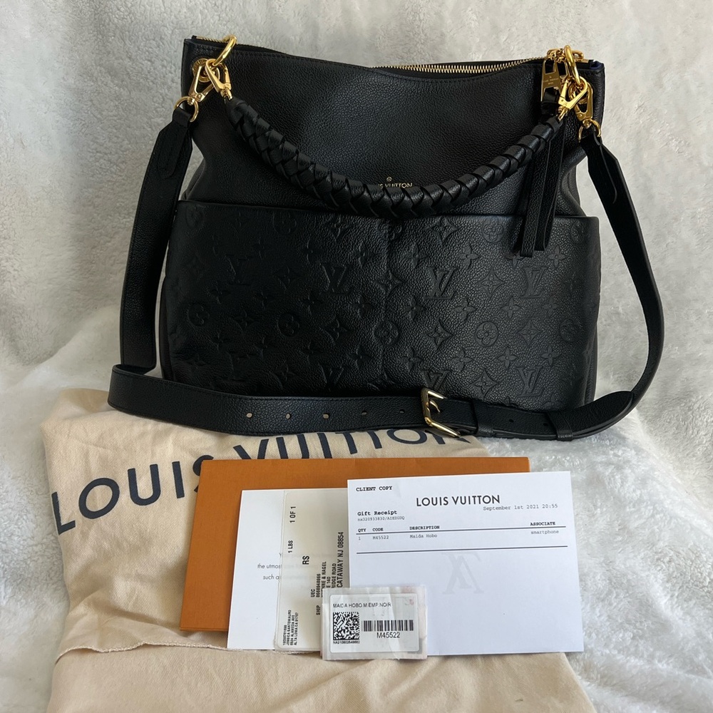 AUTHENTIC Louis Vuitton Black Empreinte Maida Hobo. M45522